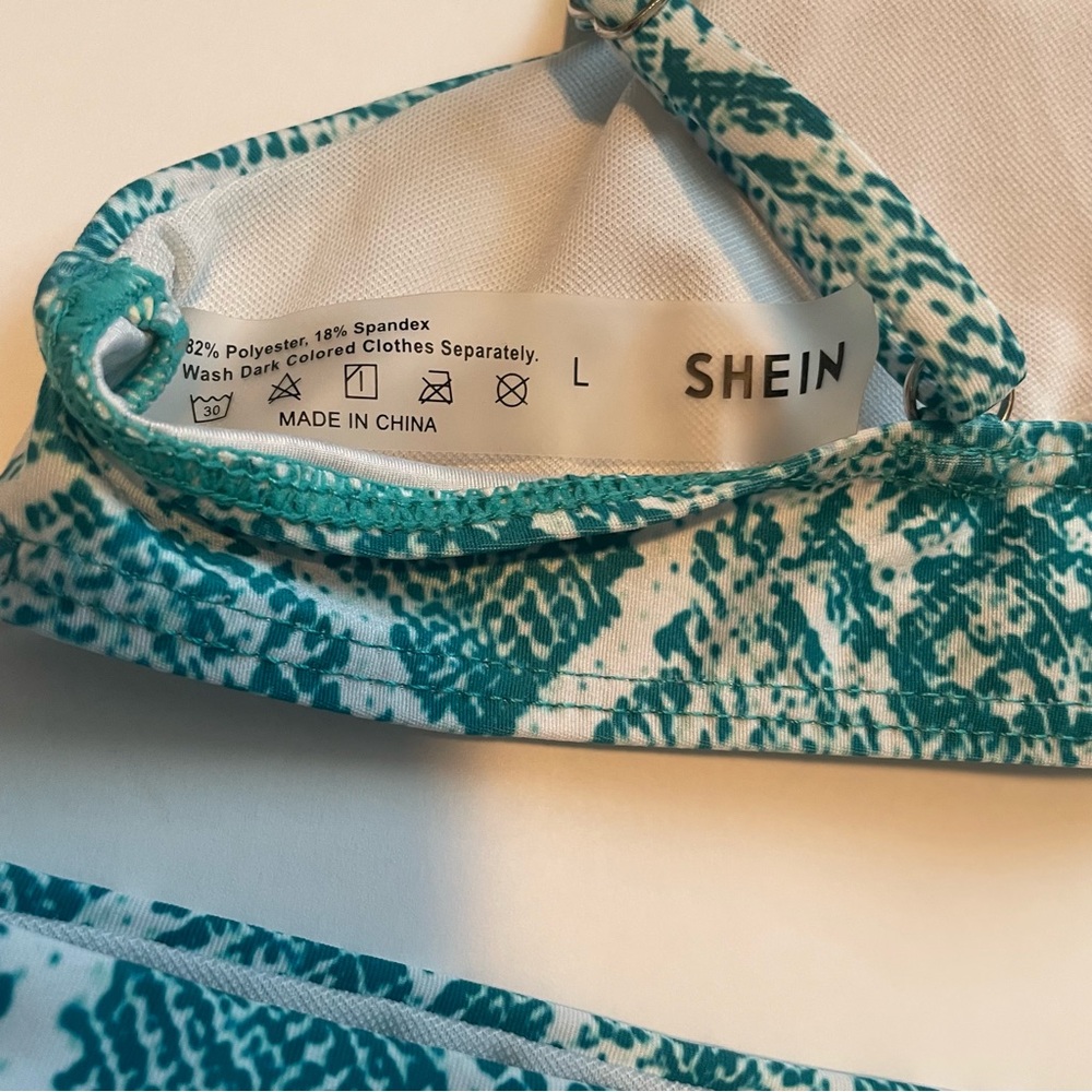 Shein Python Snake Print Teal Bikini Size Large - image 7